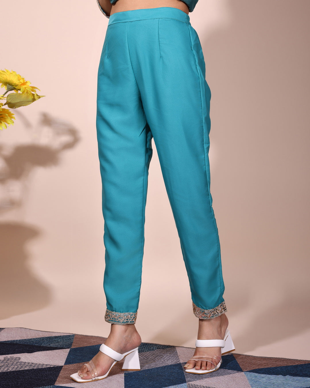 Premium Tabby Organza Floral Printed Embroidered Kurta Set with Chanderi Trouser & Nazbin Dupatta | Festive & Party Wear Suit for Women Malaysia