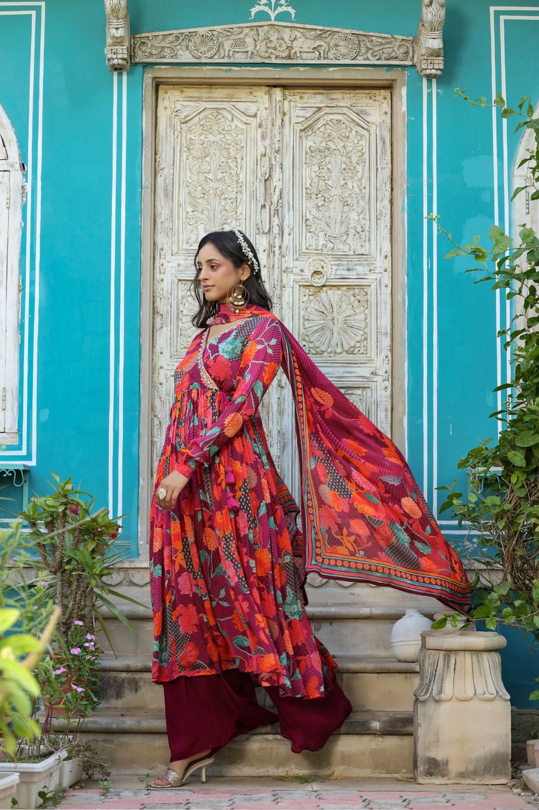 (Om-VoGue) floral pazzo kurti set