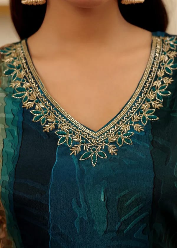 AALIYA  BLUE COLOURED  WOMEN'S  SOFT RAYON SLUB  KURTA WITH PANT DUPATTA  SET