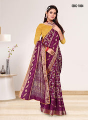 Jacquard Butta Soft cotton saree with blouse for women