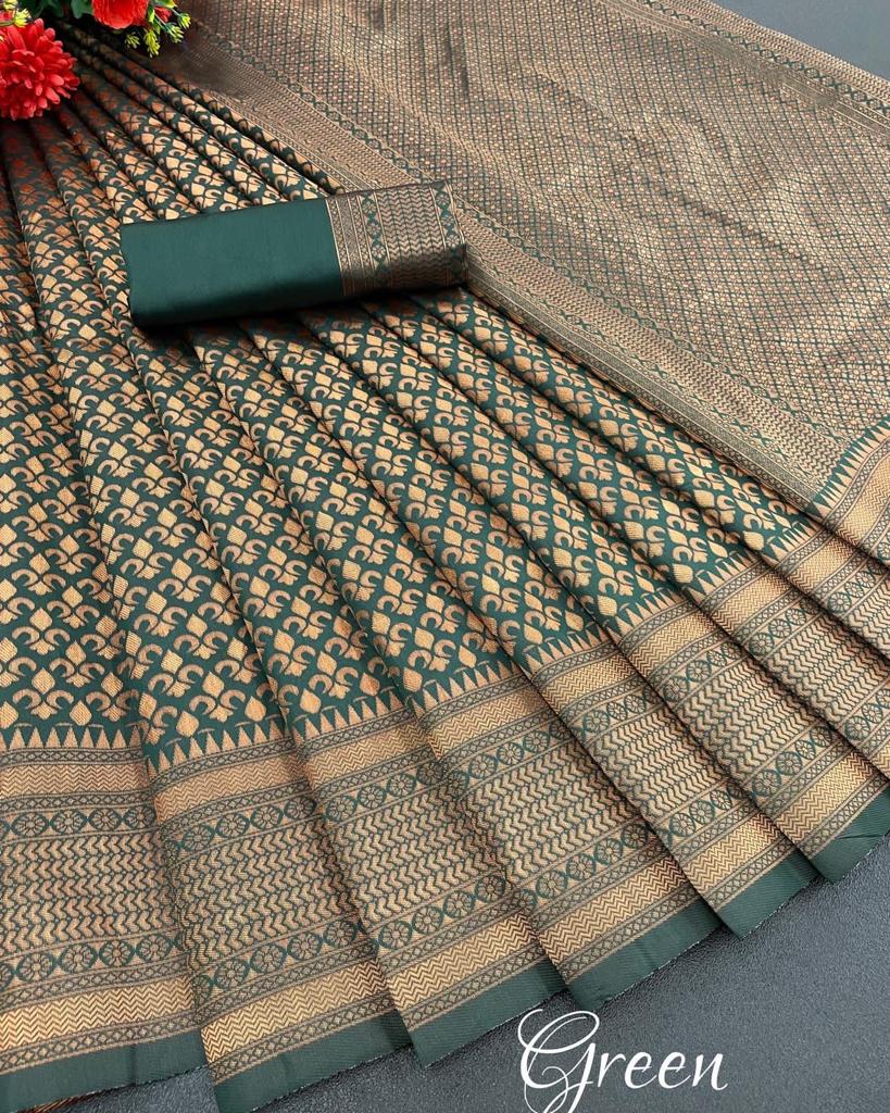 Banarasi Soft Silk Saree with Copper Zari Weaving | Affordable & Elegant