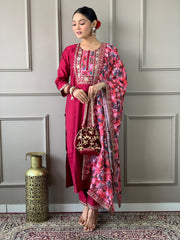 HAZEL MAROON   COLOURED VISCOSE CHANDERI  RAYON  KURTA SET