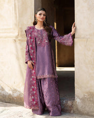 'Grace in Lavender Woman in Embroidered Traditional Outfit at the Stadium'