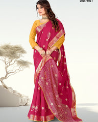 Jacquard Butta Soft cotton saree with blouse for women