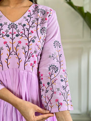 LIGHT PURPLE  COLOURED WOMEN'S  VISCOSE CHANDERI KURTA SET