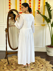 KANIKA WHITE  COLOURED WOMEN'S  CHANDERI  KURTA SET