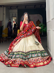 Tussar Silk Patola Print Lehenga Choli Set for Women | Ghagra Choli for Girls