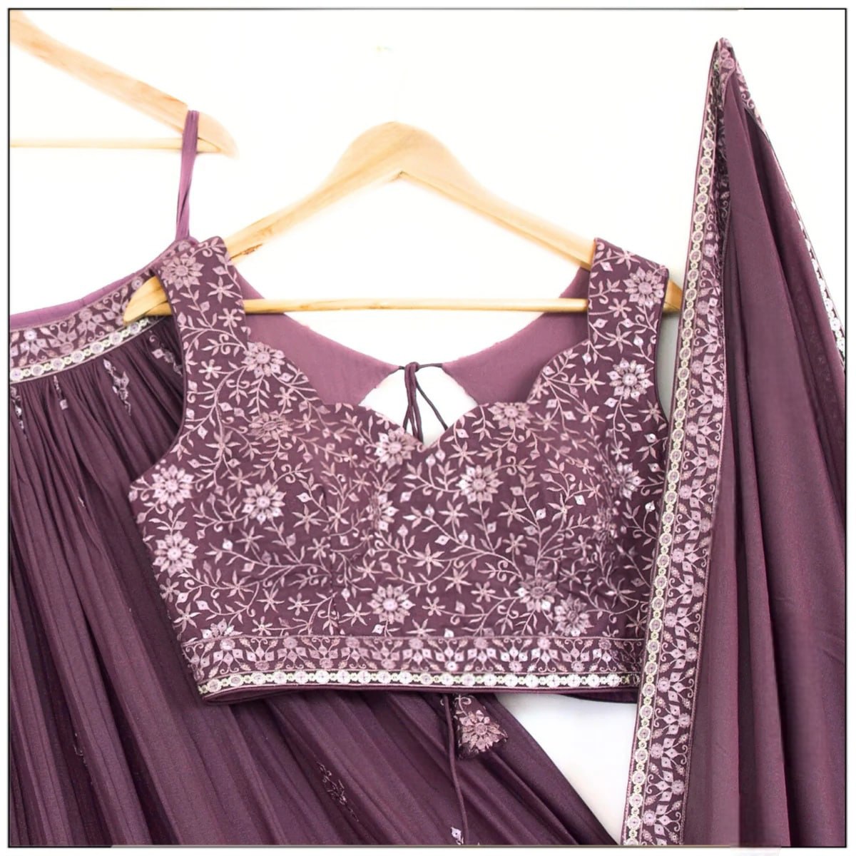Rose Brown georgette sequins embroidery wedding lehenga choli