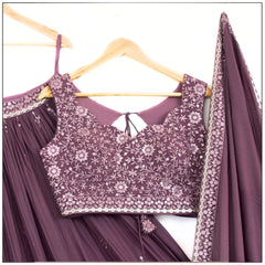 Rose Brown georgette sequins embroidery wedding lehenga choli