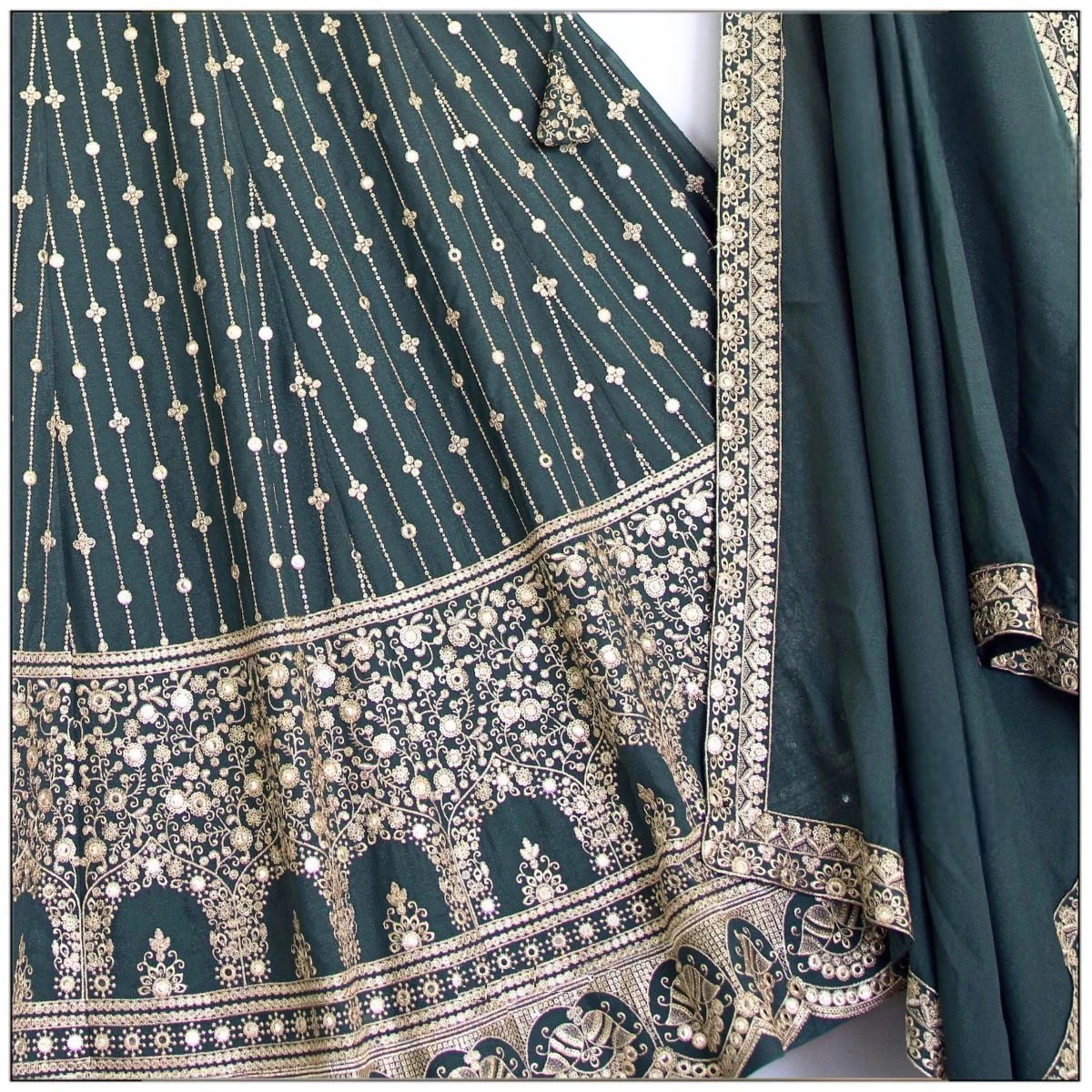 Light Green sequins embroidery Wedding Lehenga Choli