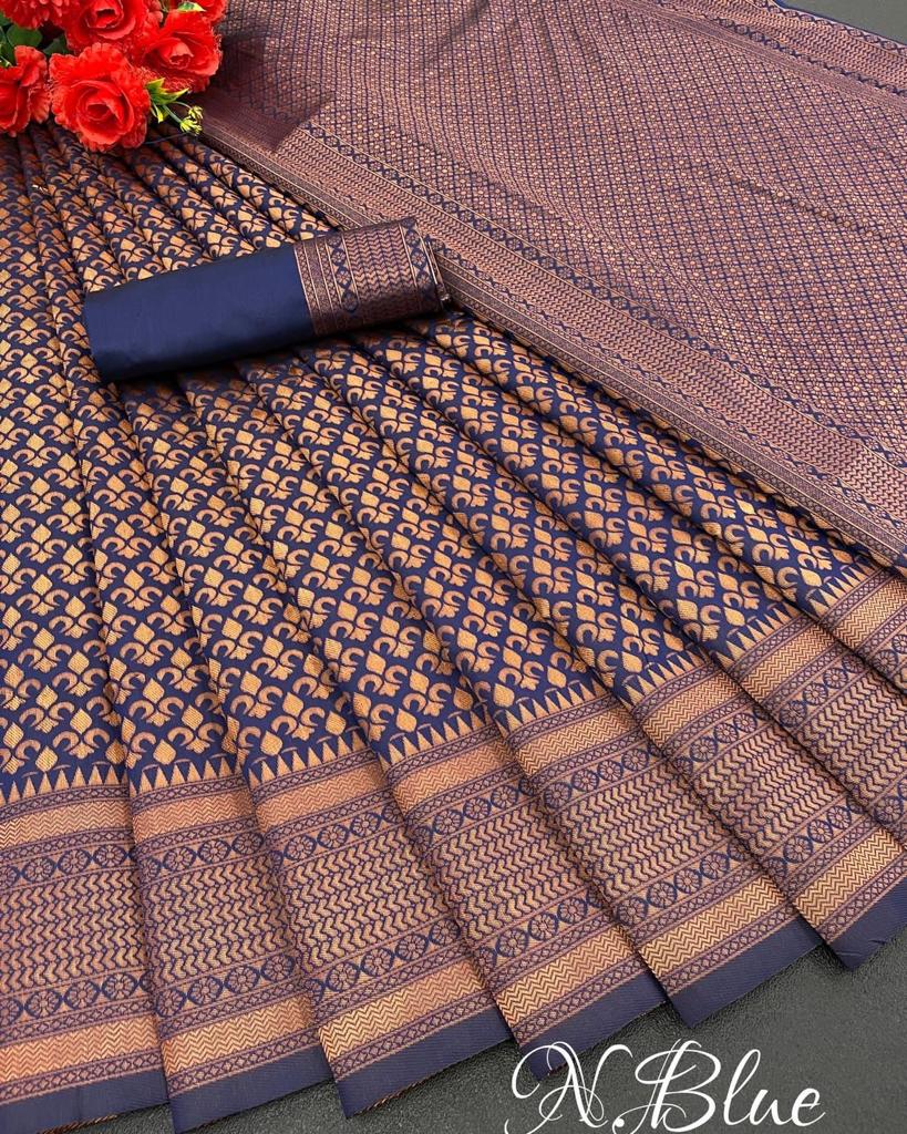 Banarasi Soft Silk Saree with Copper Zari Weaving | Affordable & Elegant
