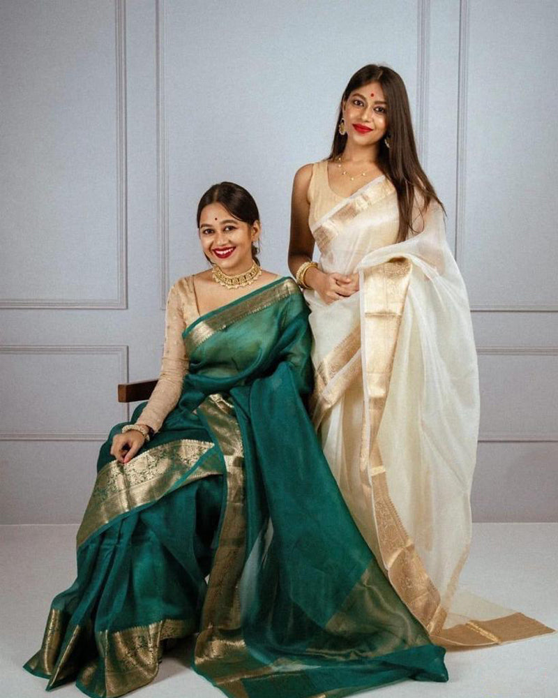 Organza jacquard woven soft & light weight saree