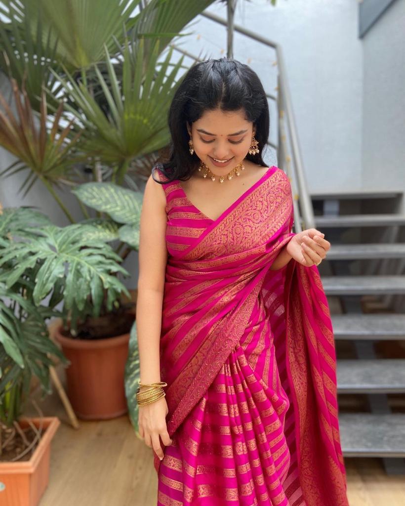 Banarasi Soft Silk Saree with Copper Zari Weaving