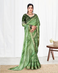Ombre design Jacquard border Soft Cotton Spray Test) saree with blouse for women