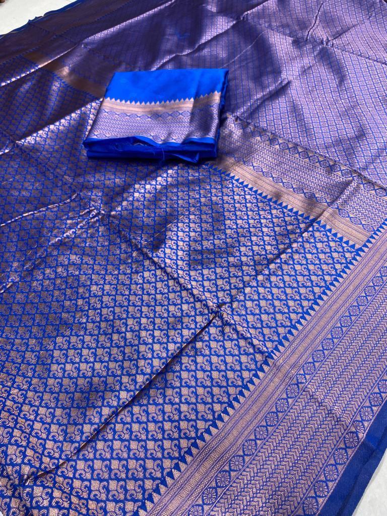 Banarasi Soft Silk Saree with Copper Zari Weaving | Affordable & Elegant