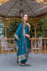 TEAL  COLOURED TREDITIONAL WEAR KURTA SET