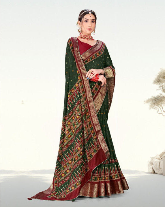 Latest Zari Weaving Jacquard border Soft Cotton saree with blouse for women