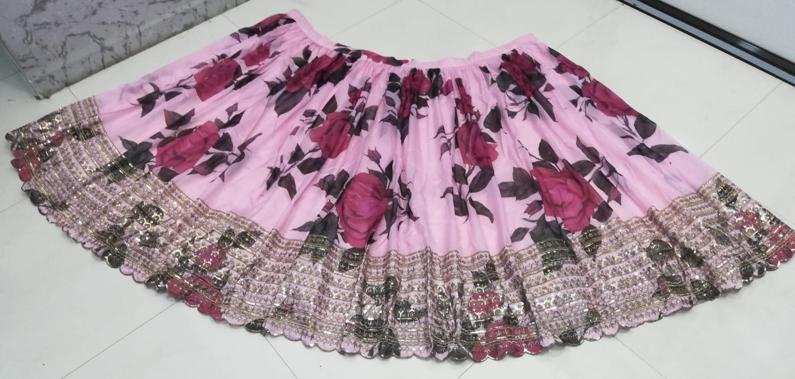 Pink color organza sequins embroidery designer wedding lehenga choli