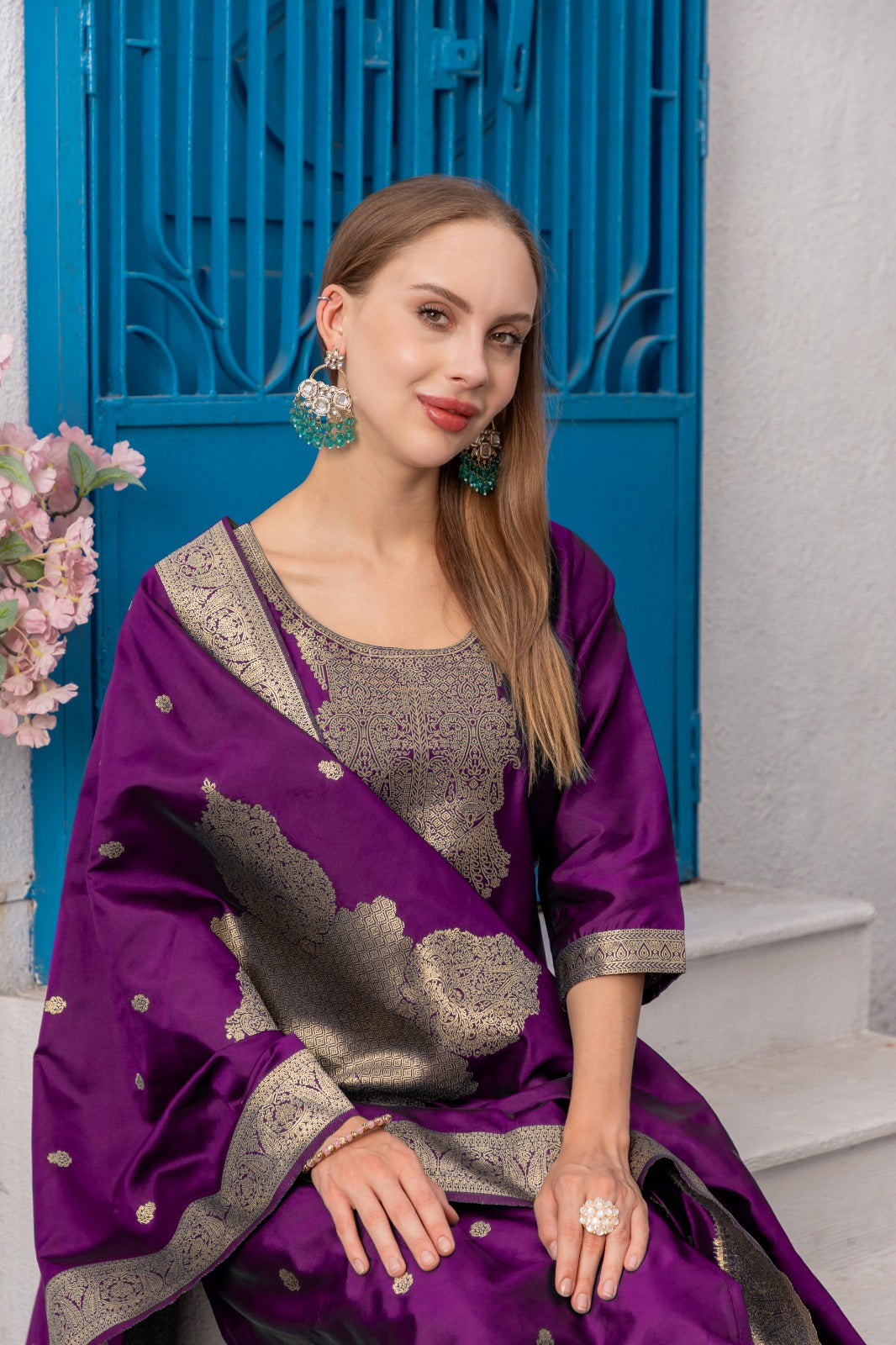 Purple Coloured traditonal wear kurta set