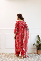 RASHMI  RED  COLOURED TREDITIONAL WEAR KURTA SET
