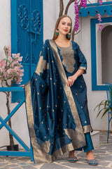 TEAL COLOURED TREDITIONAL WEAR KURTA SET