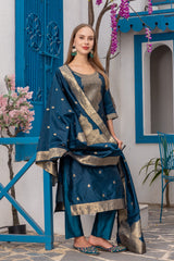 TEAL COLOURED TREDITIONAL WEAR KURTA SET