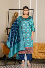 GREY  COLOURED  WOMEN'S POLYSTER  KURTA WITH  DUPATTA SET