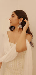 WHITE PARTYWEAR SARARA SUIT WITH SEQUENCE AND EMBROIDERY WORK