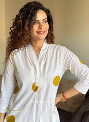 Women Polka-Dot Print Kurta &amp; Pants Co-Ord Set