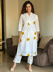 Women Polka-Dot Print Kurta &amp; Pants Co-Ord Set