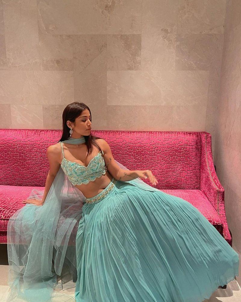 Georgette Crushed Lehenga and Sequence Work Choli