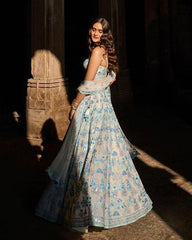 Dusty georgette multi thread Lehenga choli