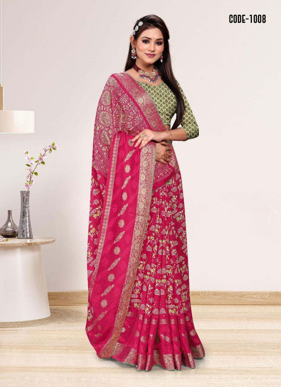 Jacquard Butta Soft cotton saree with blouse for women