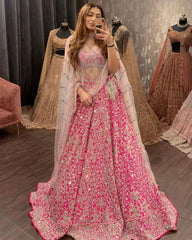 Rani Pink Sequence Embroidery Party Wear Lehenga Choli