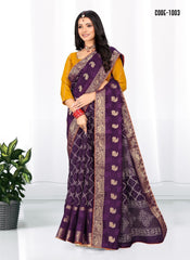 Soft cotton Jacquard Butta saree with blouse for women