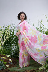 white  Color georgette  Saree With Sequence Work