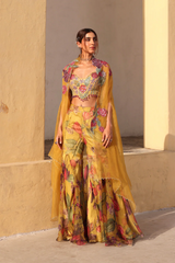 Bageecha sharara set with cape