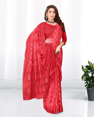 Georgette Diamond work Brasso cut siroski saree with blouse for women