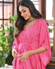 Beautiful Printed Rayon Kaftan Kurti for Women | Stylish Long Kurti Malaysia | Ethnic Wear Online Shopping