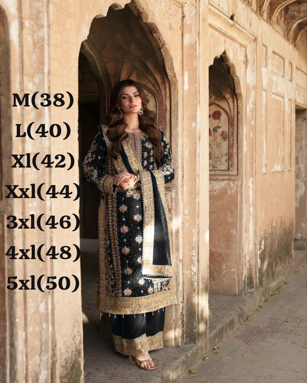 Elegant Black Embroidered Designer Set | Heavy Georgette Sequence & Rivet Moti Work | Ready to Wear Premium Ethnic Suit
