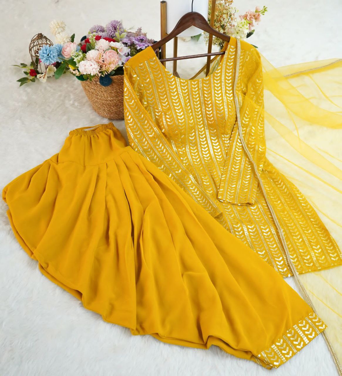 Trendy Georgette Patiyala Suit Set  | Designer Embroidery Sequins Work | Ready to Wear Women’s Ethnic Wear