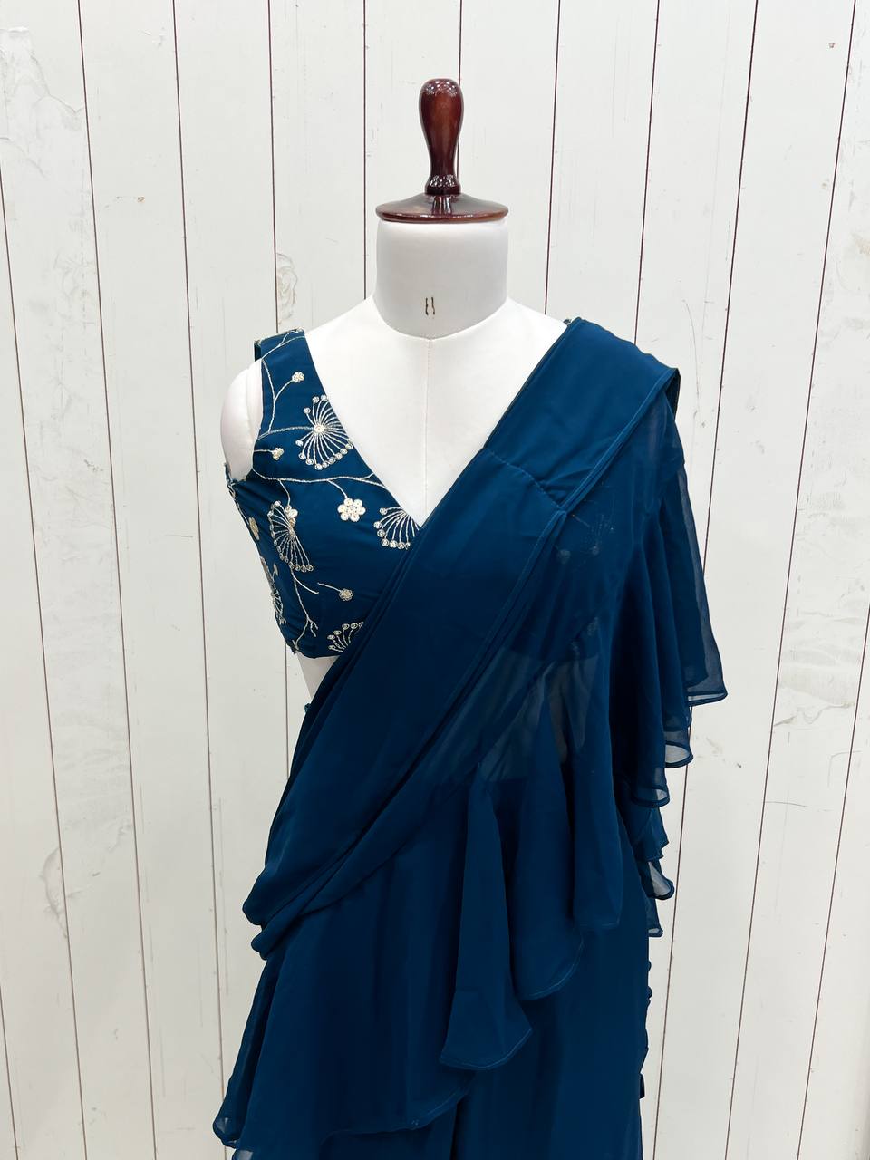 Luxury Ready to Wear Sharara Saree Malaysia | Premium Fox Georgette Wedding Saree with Stitched Blouse | Party Wear & Festive Collection