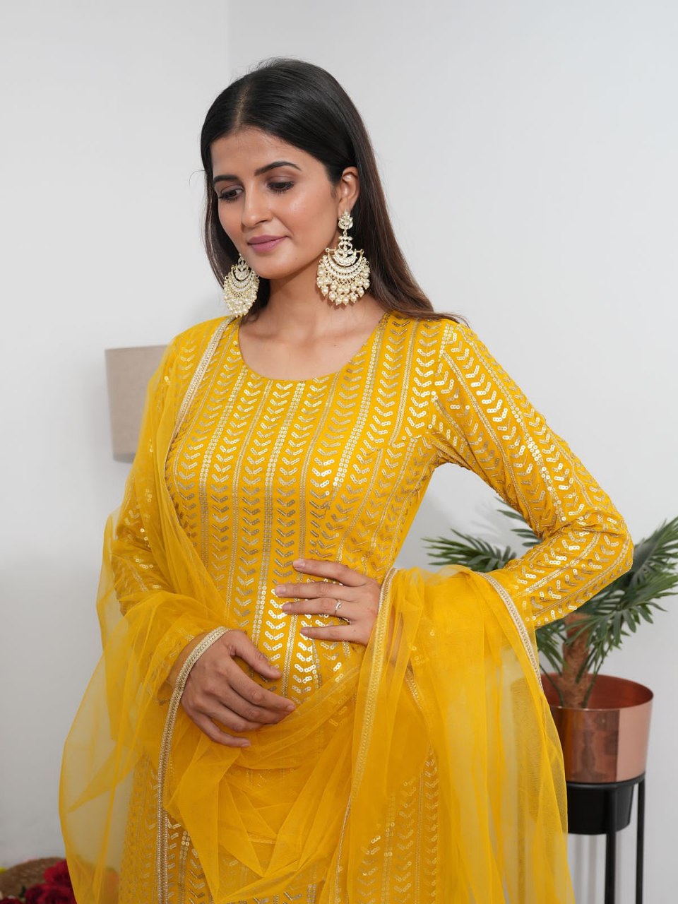 Trendy Georgette Patiyala Suit Set  | Designer Embroidery Sequins Work | Ready to Wear Women’s Ethnic Wear