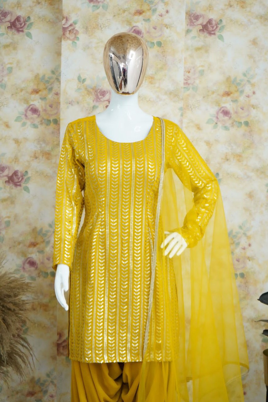 Trendy Georgette Patiyala Suit Set  | Designer Embroidery Sequins Work | Ready to Wear Women’s Ethnic Wear