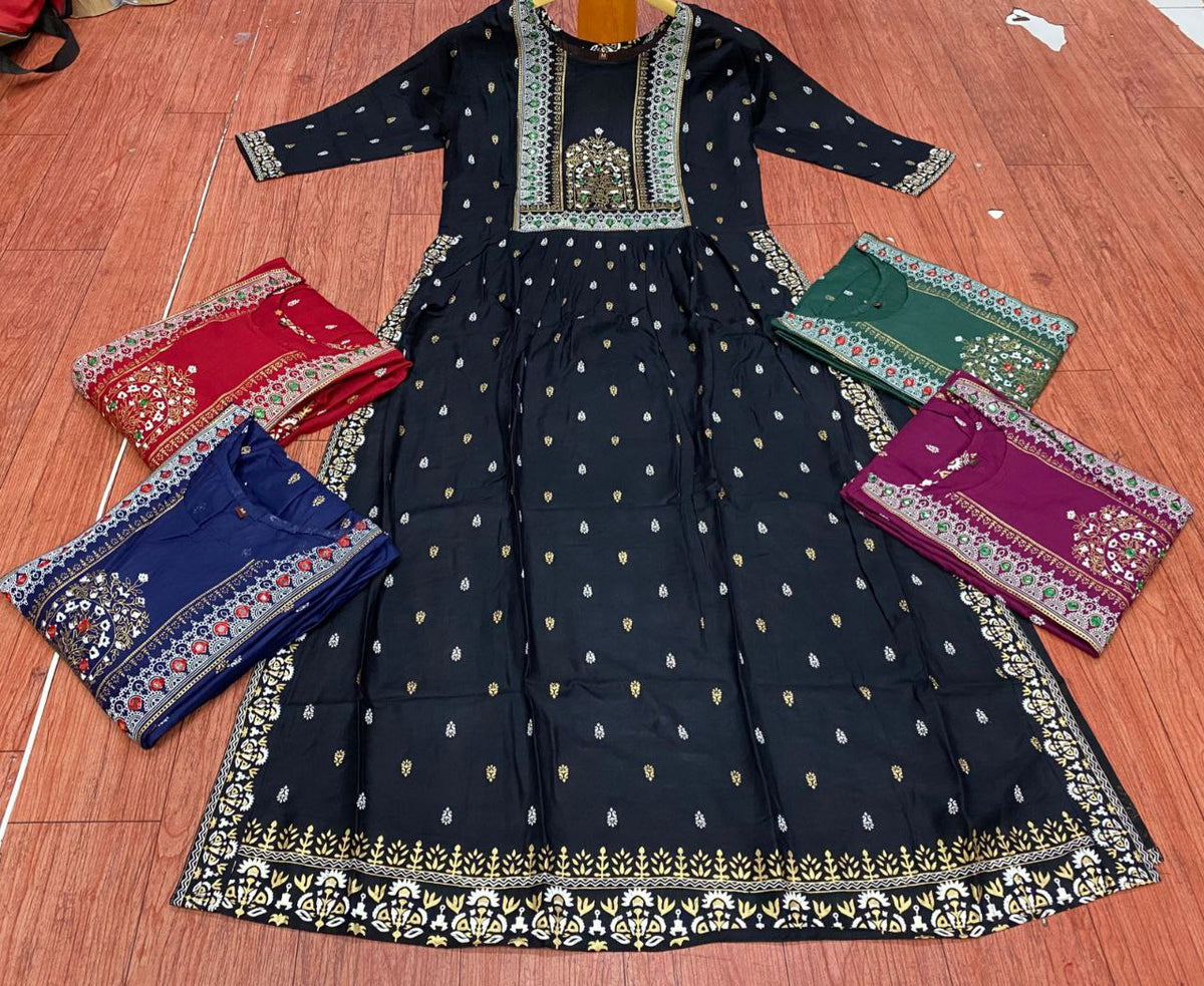 Rama Lavasa Ready-To-Wear Pre-Stitched Rangoli Silk Saree with Hook & Drawstring