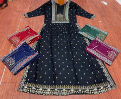 Rama Lavasa Ready-To-Wear Pre-Stitched Rangoli Silk Saree with Hook & Drawstring