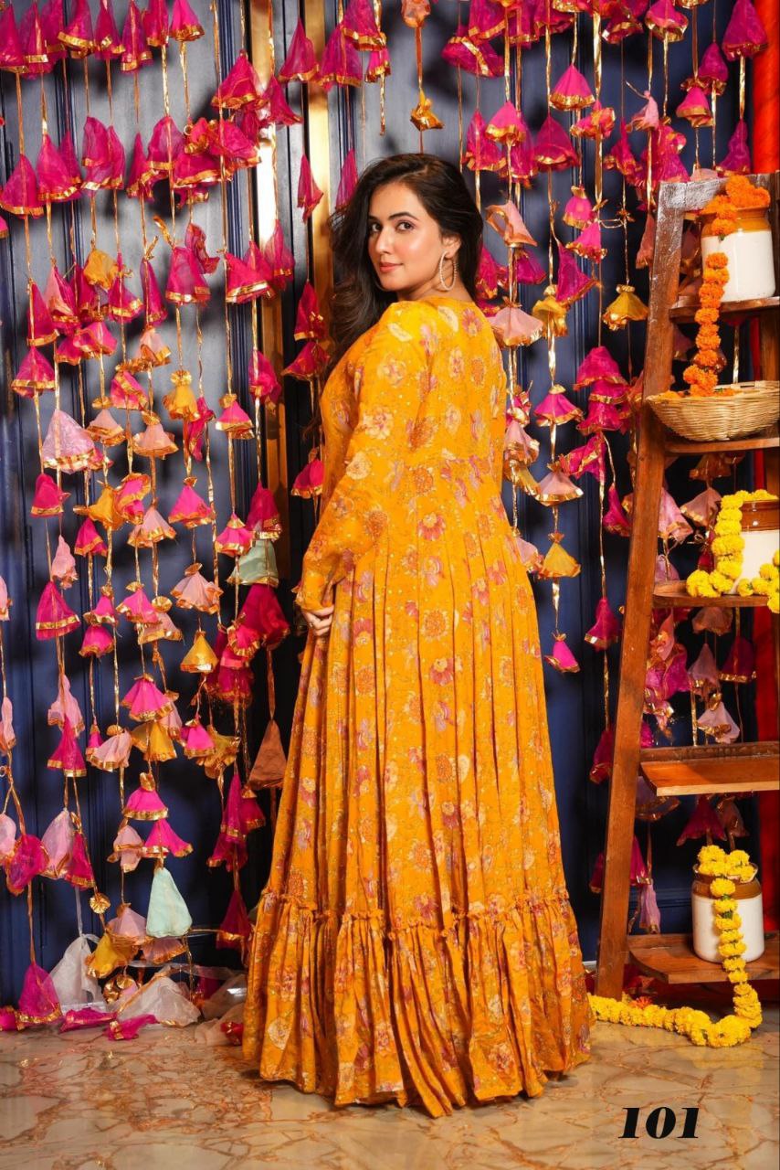 3-piece Koti Style Indo-Western Suit of Printed Crop Top