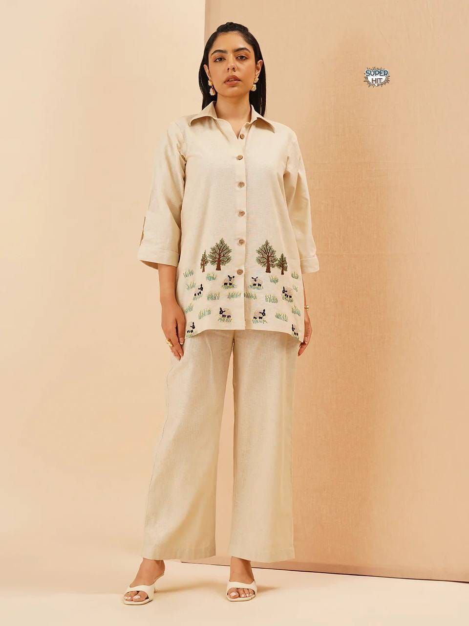 Embroidery top and palazzo Co-Ord set