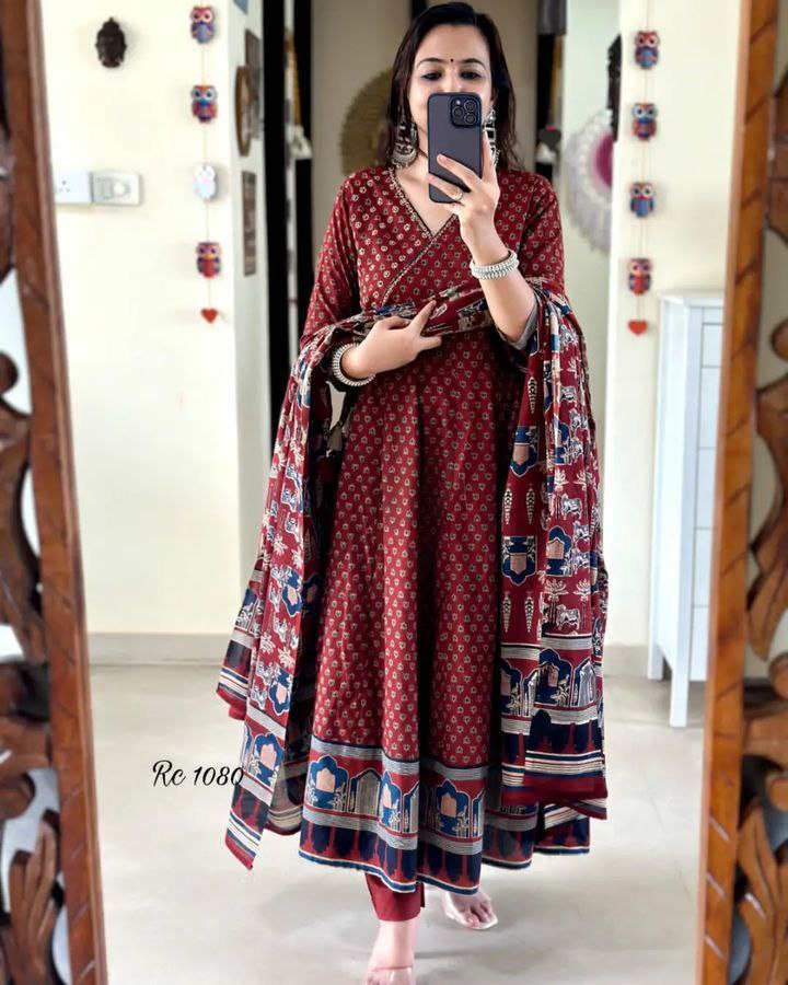 Cotton Anaarkali 3pis dress