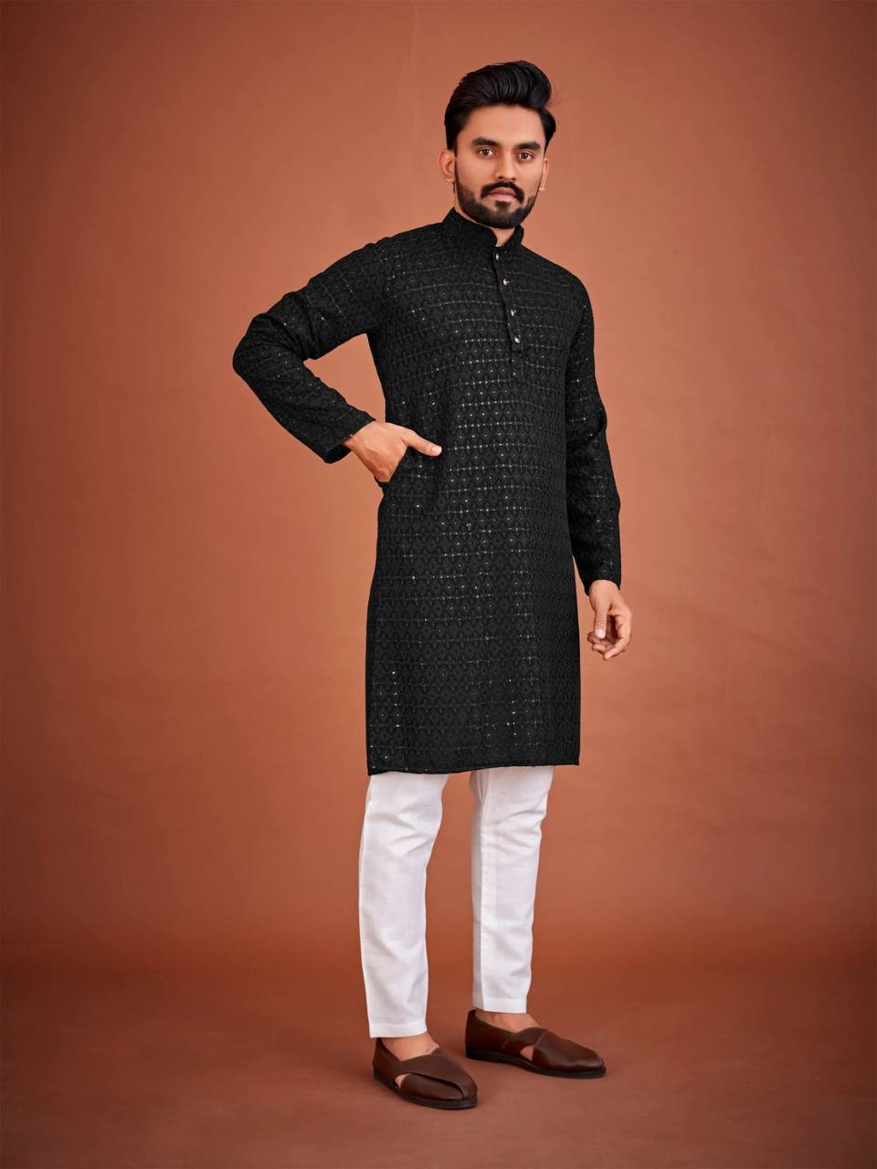 LAKHNAWI WORK KURTA FOR MEN'S